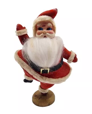 Vintage Red Flocked Dancing Santa Claus Waving Christmas Figurine Decor 7   • $9.99