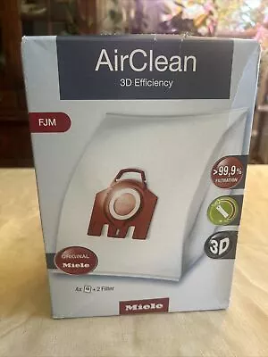 Miele FJM Vacuum Cleaner Airclean Bags 4 Bags 2 Filters Red Collar Genuine • $22.99