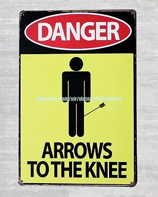  Danger Arrows To Knee Metal Tin Sign Decorative Wall Lights • $15.93