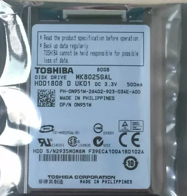 Toshiba MK8025GAL 80GB ZIF/CE HARD DRIVE Replace MK8034GAL HS082HB FOR MACBOOK • £33.40