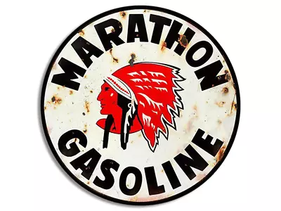 3 Inch Round Marathon Gasoline Sticker (vintage Gas Kansas Rat Rod Car Indian) • $9