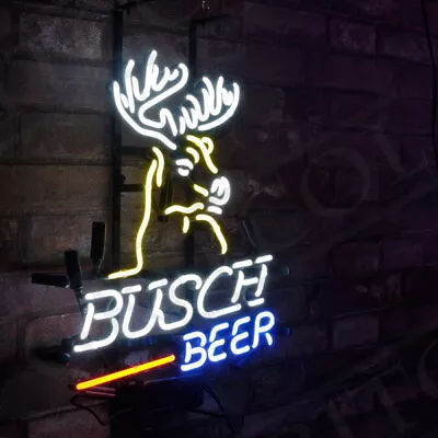 Hot Stag Head Bvsch Beer Deer Custom Wall Bar Neon Sign Vintage Style Glass 17  • $120.51