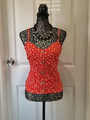 Joe Brown Red Sailor Anchor Pattern Vintage Style Top Size 14 • £9.99