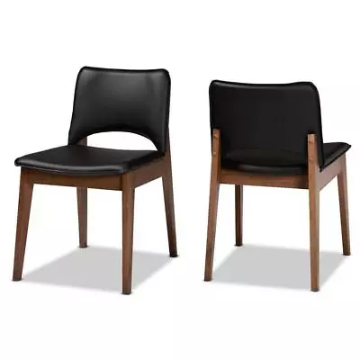 Baxton Studio Dining Chair 28.3 X18.7 X21.5  Black+Walnut Brown Indoor Set Of 2 • $211.32