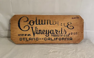 Vintage Wood Grape Crate End Advertising COLUMBINE VINEYARDS - DELANO CA. • $10.99