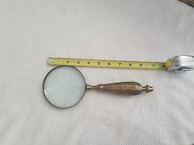 Antique Brass Heavy Magnifying Glass Vintage Magnifier Collectible 10  Long  • $17.50