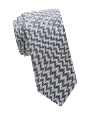 Eton Men's Silk And Linen Grey Herringbone Tie • $45