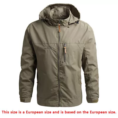 Men's Tactical Jacket Water Resistant Zip Up Hooded Windbreaker Hiking Coats • $27.99