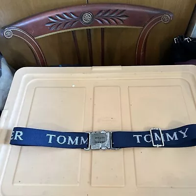 Rare Vintage Navy Adjustable Tommy Hilfiger Web Belt &Silver Colored Clip Buckle • $29.99