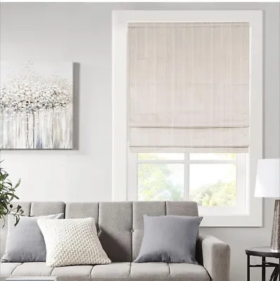 Madison Park Galen Cordless Roman Shades 29 X64  Galen Basketweave Ivory  • $36.99