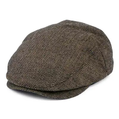 £44.95 • Buy Brixton Hats Hooligan Herringbone Flat Cap - Brown-Khaki