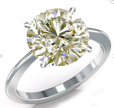 $308.84 • Buy 8.15 Ct Vvs1 .Huge Round Off White Moissanite Diamond Solitaire 925 Silver Ring