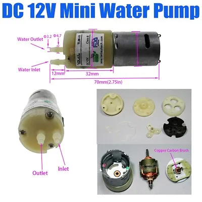 12V DC Micro Water Pump 370 Diaphragm Pump DC7V-15V Air Pump Outdoor Oxygen Pump • $6.29