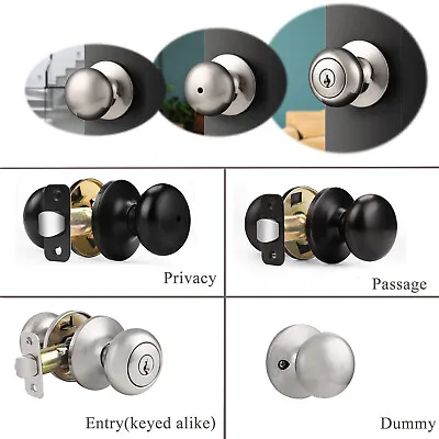 Probrico Entry/Privacy/Passage/Dummy Set Round Door Knobs Adjustment Backset • $18.47