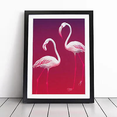 A Pair Of Flamingos Wall Art Print Framed Canvas Picture Poster Home Decor • £18.95