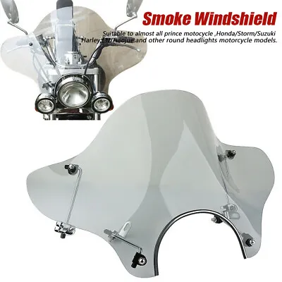 7  Smoke Headlight Universal Motorcycle Windshield Screen Windscreen Deflector • £24.50