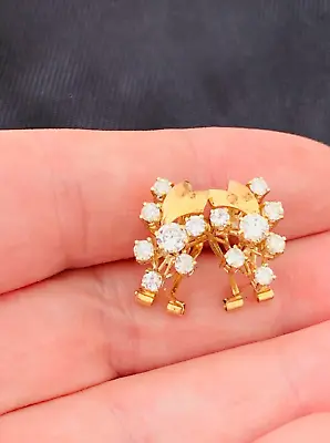 £303 • Buy 18ct Gold Diamond 1ct Cluster Earrings Vintage