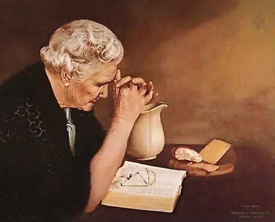 Gratitude By Jack Garren (Old Woman Saying Grace) Art Painting Print • $12.99
