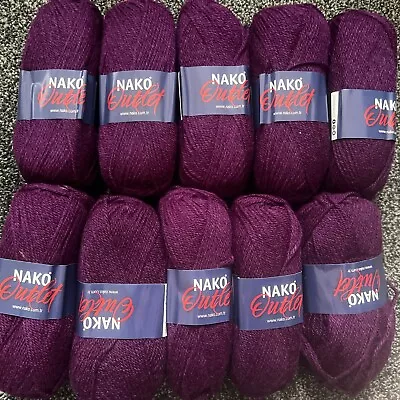 Nako Outlet Crochet Knitting Yarn 10x100gm Balls -Purple  • £3.20