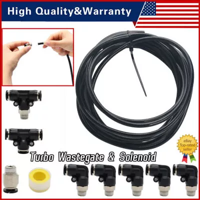 PUSH LOCK Black Vacuum Fitting Kit Turbo Wastegate & Solenoid For Turbo Vehicles • $12.65