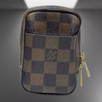 Auth Louis Vuitton Damier Ebene Etui Okapi PM Pouch N61738 Brown Canvas Leather • £207.16