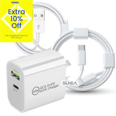 $13.45 • Buy DUAL USB Wall Charger Fast PD Power Adapter Type C QC3.0 For Android IPhone IPad