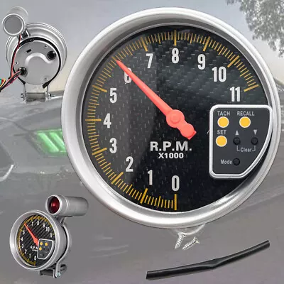  5 Inch Carbon Style Face Tachometer Tach Gauge With Shift Light 11K Rpm • $36.58