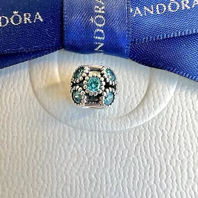 Authentic Pandora Sterling Silver Studded Lights Teal Blue Bead Charm #791296MCZ • $47