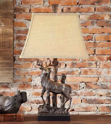 Rustic Deer Table Lamp Stag Elk Moose Hunting Rustic Cabin Lodge Decor • $168