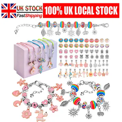 Bracelet Making Kit Beads Jewellery Charms Pendant Set DIY Craft Girls Kids Gift • £9.99
