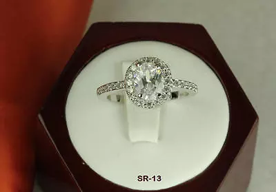 2.45 Ct Sterling Silver Oval Cz Vintage Engagement Wedding Pave Halo Ring ~sr13~ • $17.82