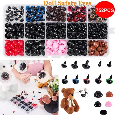 752PCS Teddy Plush Doll Black Plastic Safety Eyes DIY Toy Crafts Kit 5-12mm NEW • $18.61