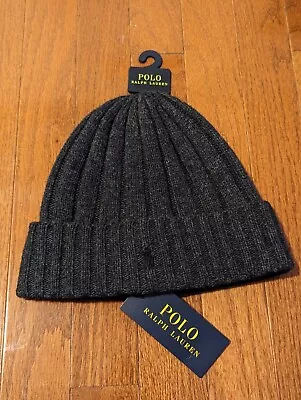 Polo Ralph Lauren PRL Winter Cuffed Wool Beanie Charcoal Gray PP0054 003 • $25.97