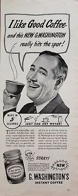 1945 G. Washington's Instant Coffee No Coffee Pot No Grounds No Waste Print Ad • $10.79