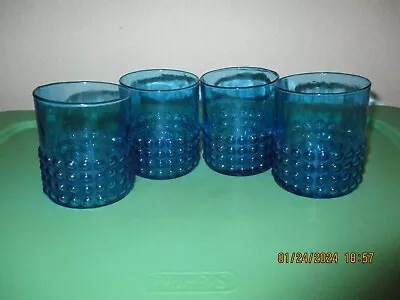 4 Vintage Italian Made Blue Hobnail Juice Glasses (3 1/2 ) • $30