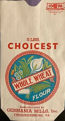 $14 • Buy 1940's CHOICEST Whole Wheat Flour Bag - Fredericksburg, VA -  NEW OLD STOCK 