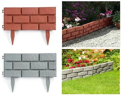 Brick Effect Lawn Garden Grass Edging Fencing Skirting Border Picket Plastic • £13.95