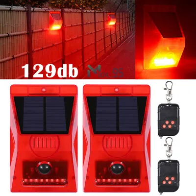 Outdoor Solar Alarm LED Light Solar Strobe Light Wireless Motion Sensor Detector • $24.61