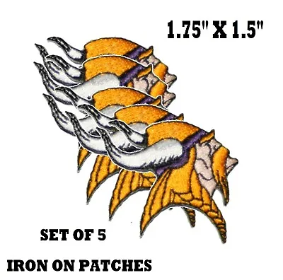 LOT Of 5 Minnesota Vikings Embroidered Iron On Patches Small Football Logo • $5