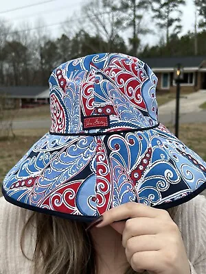 Vera Bradley Blue And Red Sun Hat SEASIDE Collection.  It’s Reversible. • $14