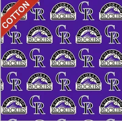 MLB Colorado Rockies Cotton Fabric Base Ball Team 58  Length By The 1/4 Yard • $3