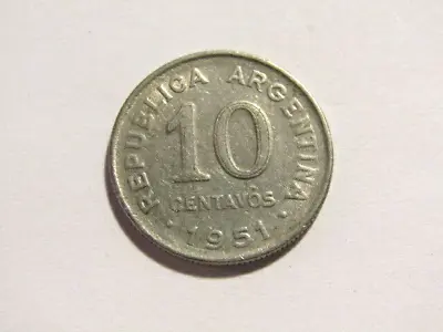 Argentina 1951 10 Centavos Coin • $5.99