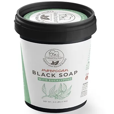Natural Elephant Moroccan Black Soap With Eucalyptus Essential Oil 1kg (2.2 Lbs) • $33.24