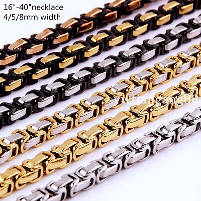 16~40  4/5/8mm Fashion Stainless Steel Men Womens Byzantine Box Chain Necklace • $10.83