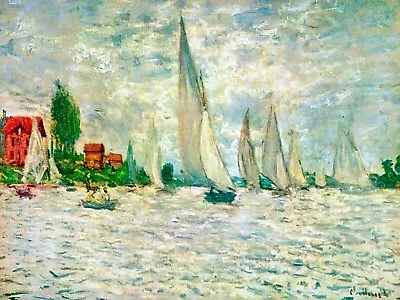 Sailboats Regatta In Argenteuil By Monet Art Painting Print • $12.99