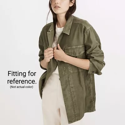 Madewell Shirt Jacket Womens L Brown Oversized Military Shacket Button Collared • $46.44