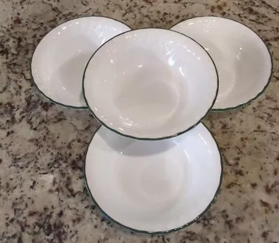 $15.99 • Buy Set Of (4) Corelle Callaway Ivy 7 1/4  Soup Salad Bowls White Swirl Green Rim 