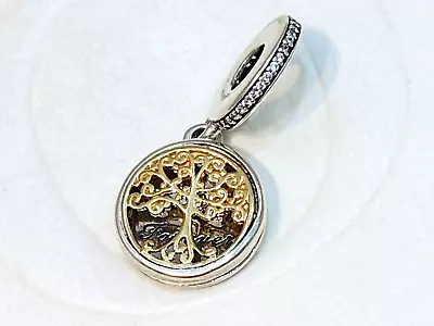 $85 • Buy Authentic Pandora Gold Silver Family Tree Roots Locket Dangle Charm 791988