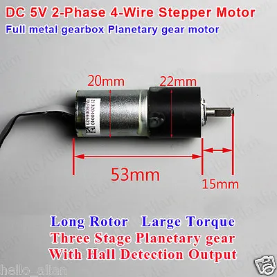 DC 5V 2-Phase 4-Wire 22mm Planetary Servo Stepper Motor Micro Full Metal Gearbox • $9.25