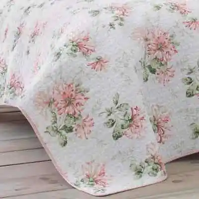 Laura Ashley Quilt Set Full/Queen 3-Piece Reversible Soft Cotton Floral Pink • $76.27